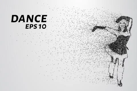 Dance of the particles. Dance of dots and circles. A dancer dressed as Santa  Stock Illustration