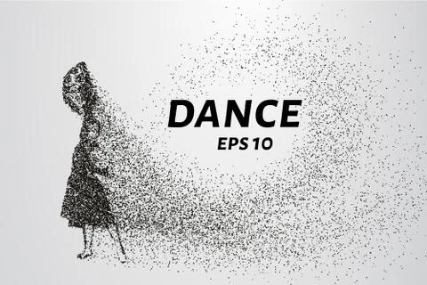 Dance of the particles. The dancer consists of circles and points. Vector i.. Stock Illustration