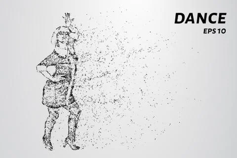 Dance of the particles. The dancer consists of circles and points. Vector ill Stock Illustration