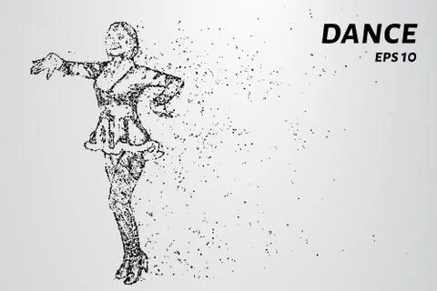 Dance of the particles. The dancer consists of circles and points. Vector ill Stock Illustration
