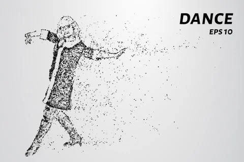 Dance of the particles. The dancer consists of circles and points. Vector ill Stock Illustration