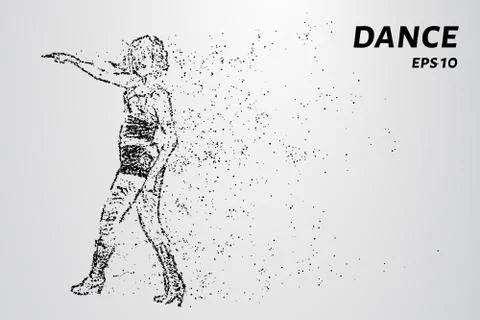 Dance of the particles. The dancer consists of circles and points. Vector ill Illustrazione stock