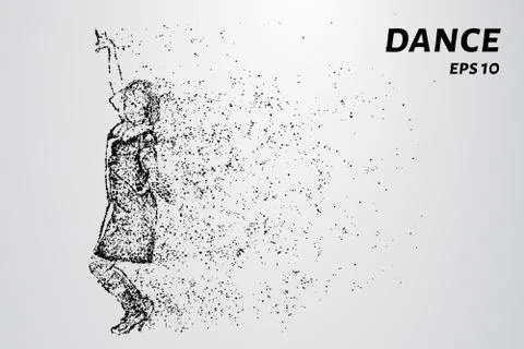Dance of the particles. The dancer consists of circles and points. Vector ill Stock Illustration