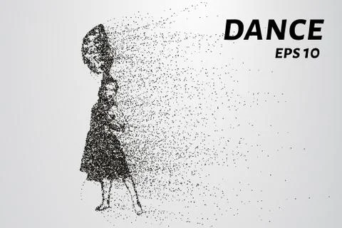 Dance of the particles. Dancer silhouette consists of circles and points. V.. Stock Illustration