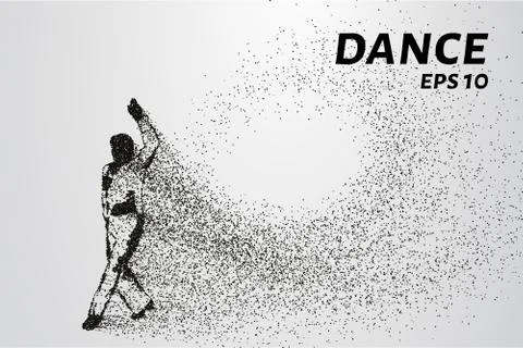 Dance of the particles. Dancer silhouette consists of circles and points. V.. Stock Illustration