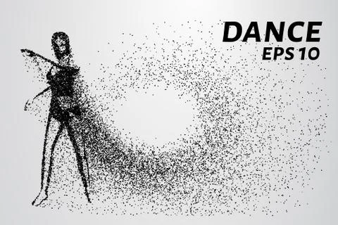 Dance of the particles. The girl warming up before dancing. Vector illustrati Stock Illustration