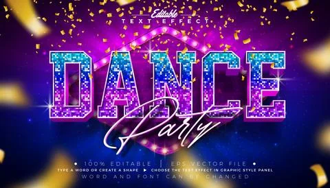 Dance Party Musical Text Effect Design Editable Vector Graphic Style Effect w Illustrazione stock