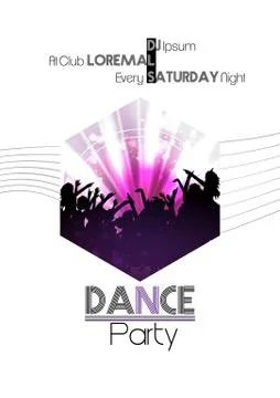 Dance Party Night Poster Background Template - Vector Illustration Stock Illustration