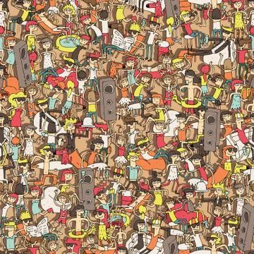 Dance party seamless pattern Stock Illustration