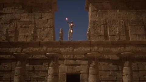 Dance of Past and Future, Alien Queen in Ancient Egypt Stock Footage 292797502