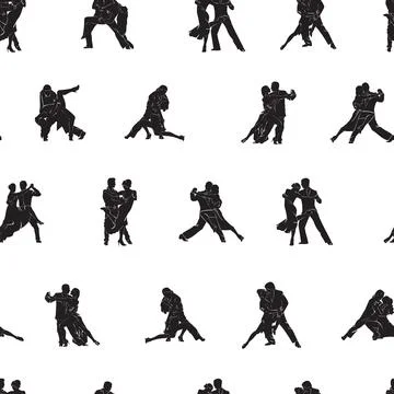 Dance, pattern, pair, couple, dancer, black, silhouettes, vector Stock Illustration