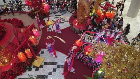 Dance performance during Chinese New Year in The Exchange TRX mall. Видео 265121070