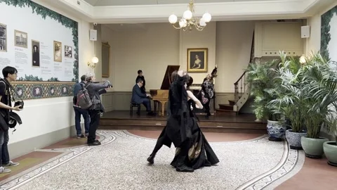 Dance performance at Jean-Jacques Henner National Museum in Paris Stock Footage 315468138