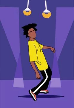 Dance poster with black guy dancer vector. Stock Illustration