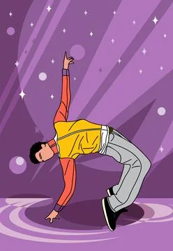 Dance poster with black guy dancer vector. Stock Illustration