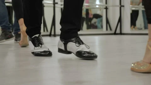 Dance practice in the hall. legs movement and steps. salsa  and ballroom dancing Stock Footage 218602430
