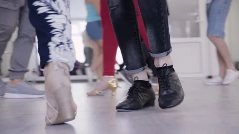 Dance practice in the hall on the parquet. salsa and ballroom dancing Stock Footage 218602046