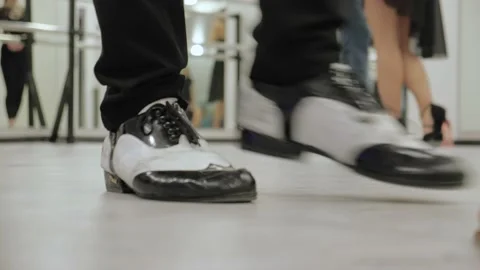 Dance practice in studio. legs movement and steps. salsa and ballroom dancing Stock Footage 218602476