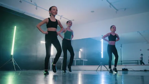 Dance routine tap dancer girls Stock Footage 306257095