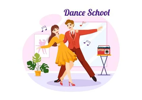 Dance School Illustration of People Dancing or Choreography with Music Equi.. Stock Illustration