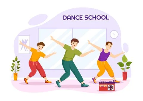 Dance School Illustration of People Dancing or Choreography with Music Equi.. Stock Illustration