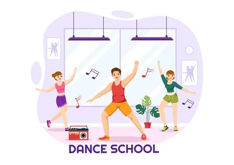 Dance School Illustration of People Dancing or Choreography with Music Equi.. Stock Illustration