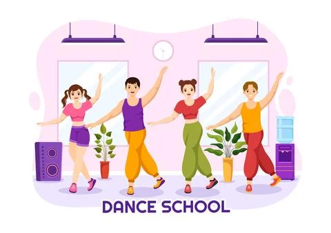 Dance School Illustration of People Dancing or Choreography with Music Equi.. Stock Illustration