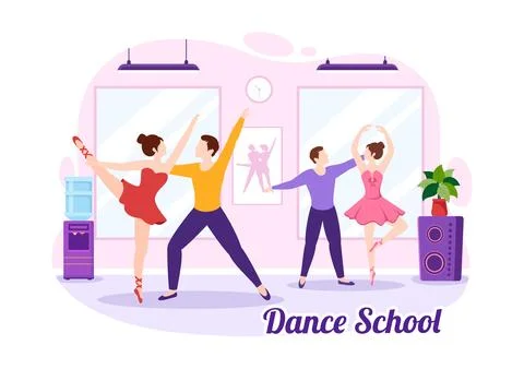 Dance School Illustration of People Dancing or Choreography with Music Equi.. Illustrazione stock