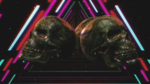 Dance Skull in a retro animation Stock Footage 239019038