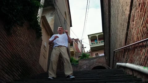 Dance on the stairs Stock Footage 242145563