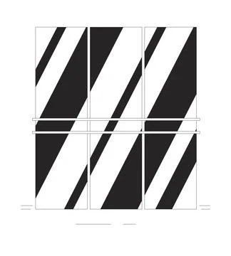 Dance studio with mirrors line black and white line illustration Stock Illustration