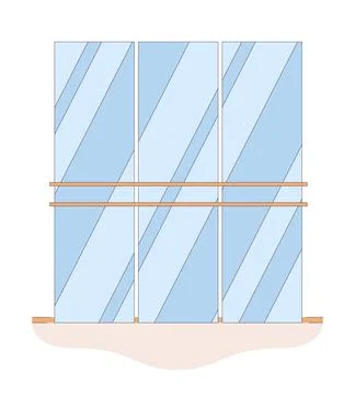 Dance studio with mirrors line cartoon flat illustration Stock Illustration