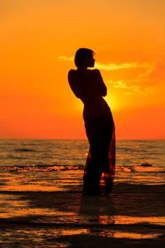 Dance at sunset 库存照片