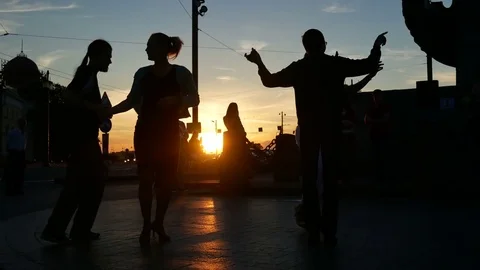 Dance sunset silhouette Video stock 79848051