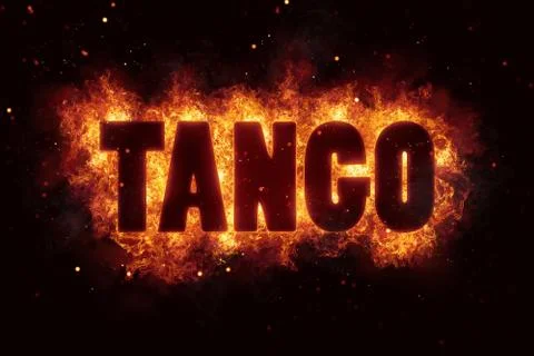 Dance tango text on fire flames explosion burning Stock Illustration