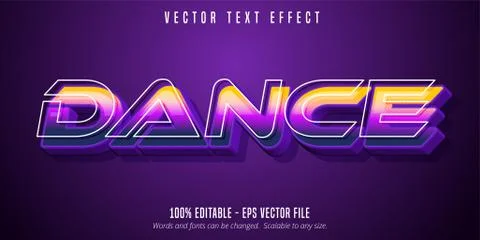 Dance text, pop art style editable text effect Stock Illustration