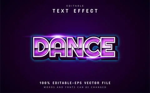 Dance text, purple 80s style text effect Stock Illustration