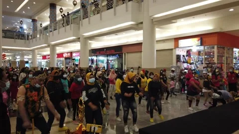 Dance Together in the New Normal Era. wearing protective face mask. Stock Footage 147516149