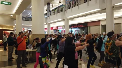 Dance Together in the New Normal Era. wearing protective face mask. Stock Footage 147574504