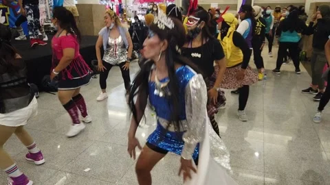 Dance Together in the New Normal Era. wearing protective face mask. Stock Footage 147575122