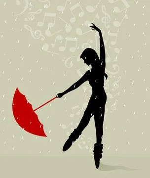 Dance with an umbrella Stock Illustration