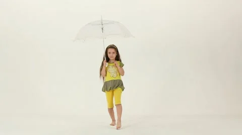 Dance With an Umbrella in the Studio Stock Footage 52180624