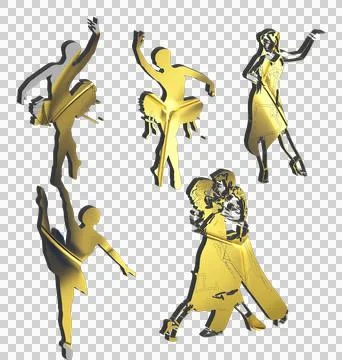 Dance vector with golden art design in 2d Illustrazione stock