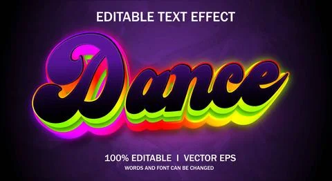 Dance vector text effect with modern style design Stock Illustration