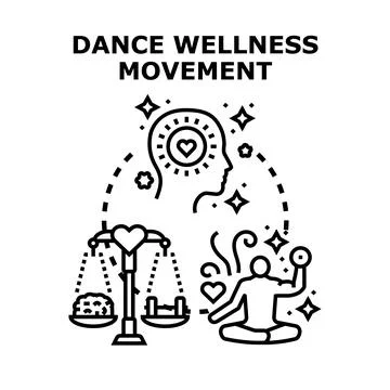 Dance wellness movement promoting mind body balance Stock Illustration