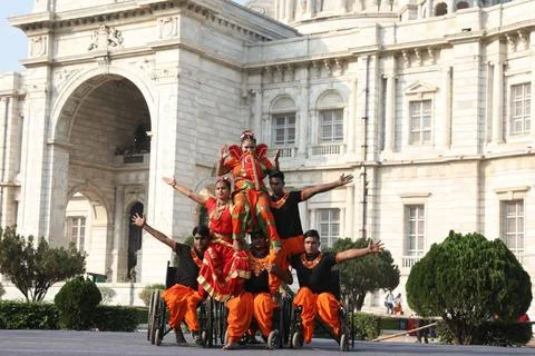  Dance on Wheels performance in Kolkata, India Physically challenged artis... Stock Photos
