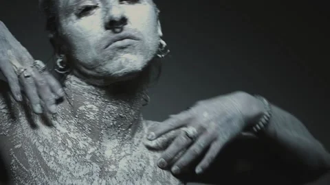 Dance of a young witch in makeup. Stock Footage 133560772