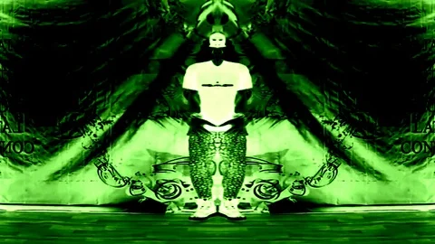 Dancer In Abstract Performance In Green Tones In Abstraction In Fast Motion Stock Footage 90519308