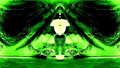 Dancer In Abstract Performance In Green Tones In Art Abstraction Stock Footage 90519630