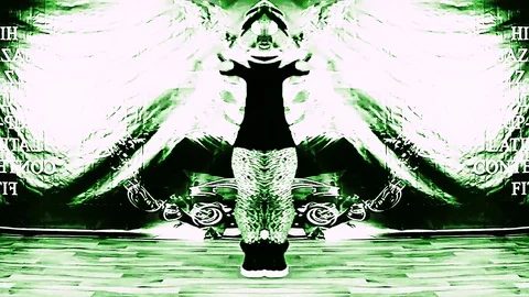 Dancer In Abstract Performance In Green White Abstraction Stock Footage 90618616